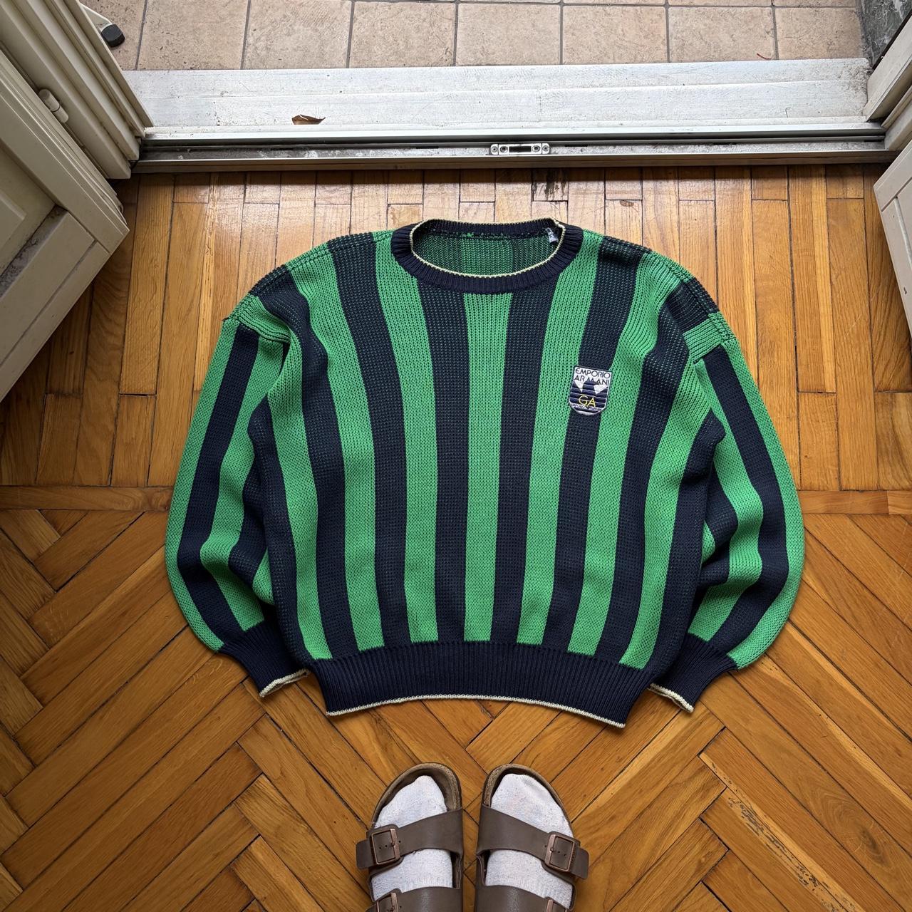 1980s Emporio Armani Striped Knitted Jumper L