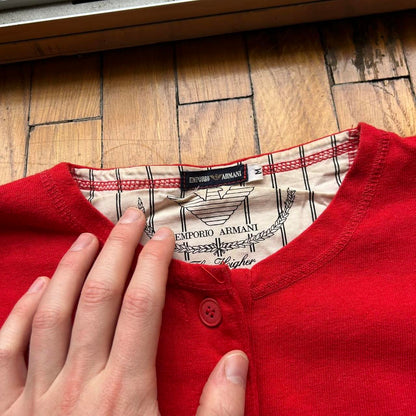 1980s Emporio Armani LS T Shirt Red Women's S