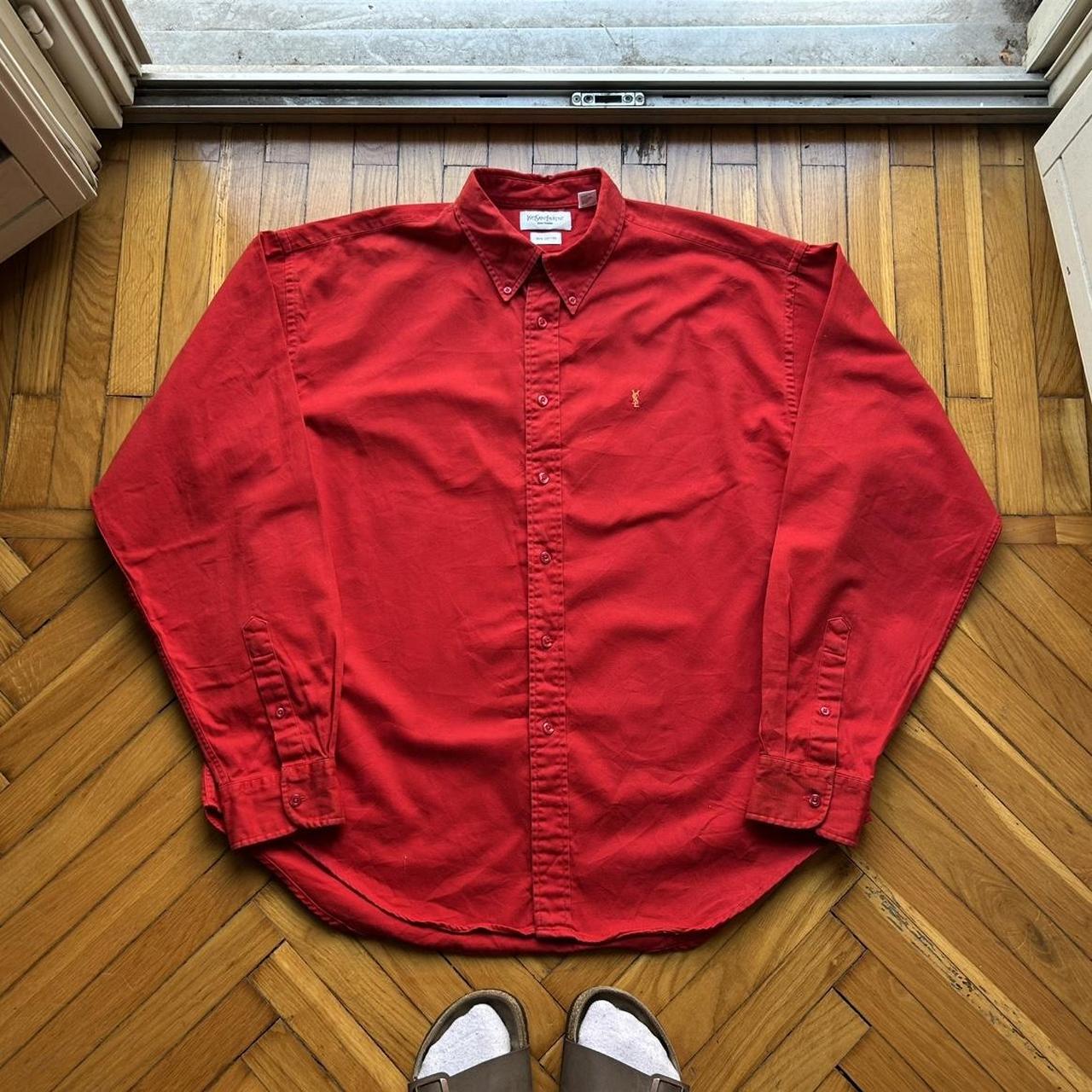 1990s Yves Saint Laurent Shirt Red XL