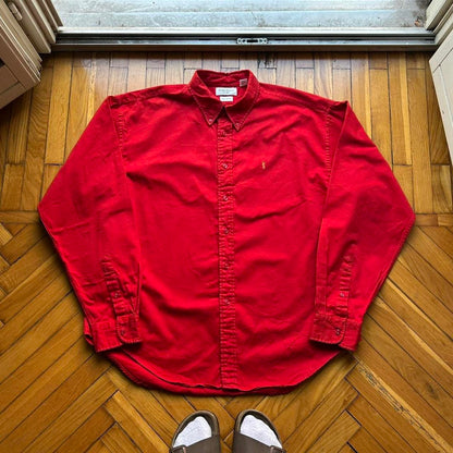 1990s Yves Saint Laurent Shirt Red XL