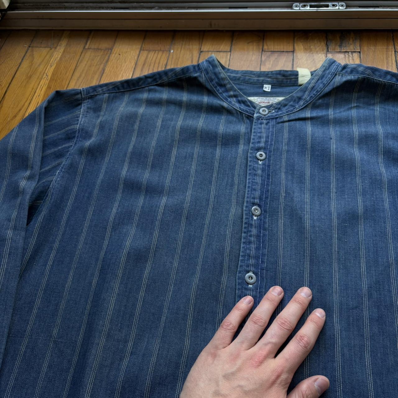 1990s Armani Jeans Striped Shirt XXL
