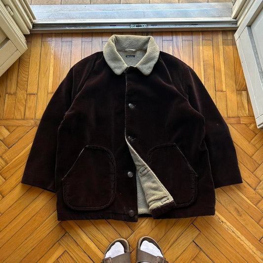 1990s Giorgio Armani Le Collezioni Corduroy Coat XL