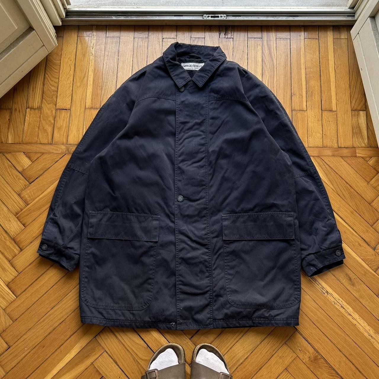 1980s Giorgio Armani Coat Navy XXL
