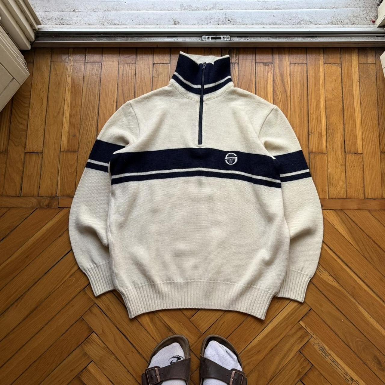1980s Sergio Tacchini Q Zip Knitted Jumper S