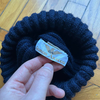 1980s Giorgio Armani Knitted Beanie Navy II