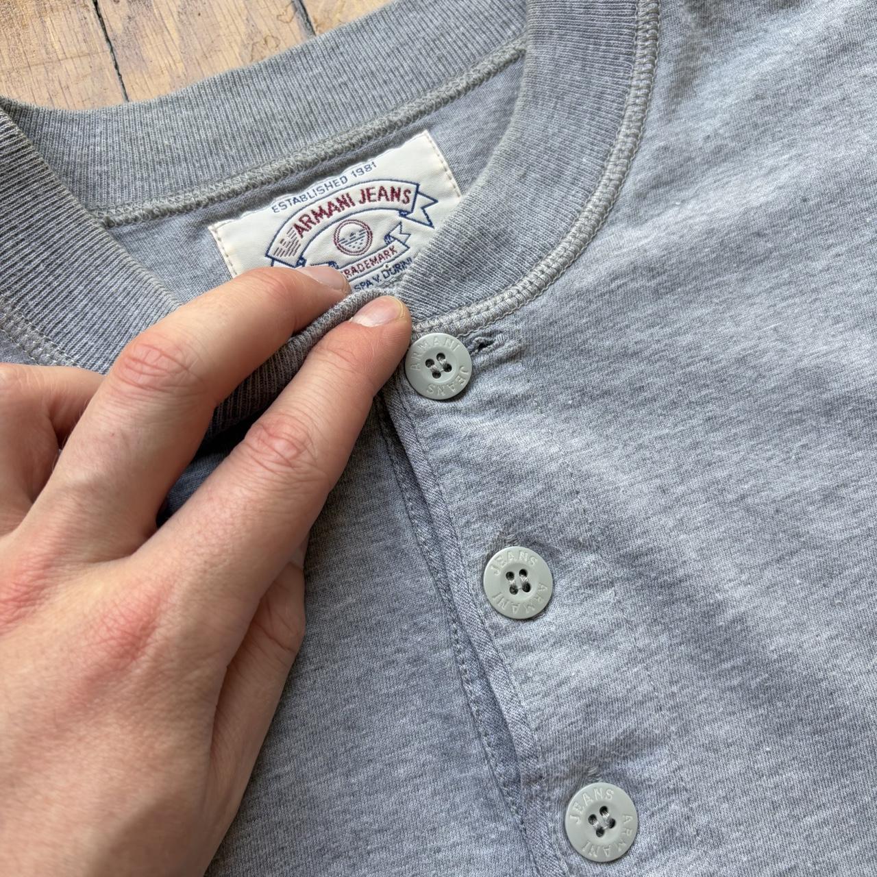1990s Armani Jeans Henley T Shirt Grey M