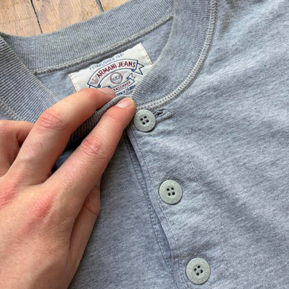 1990s Armani Jeans Henley T Shirt Grey M