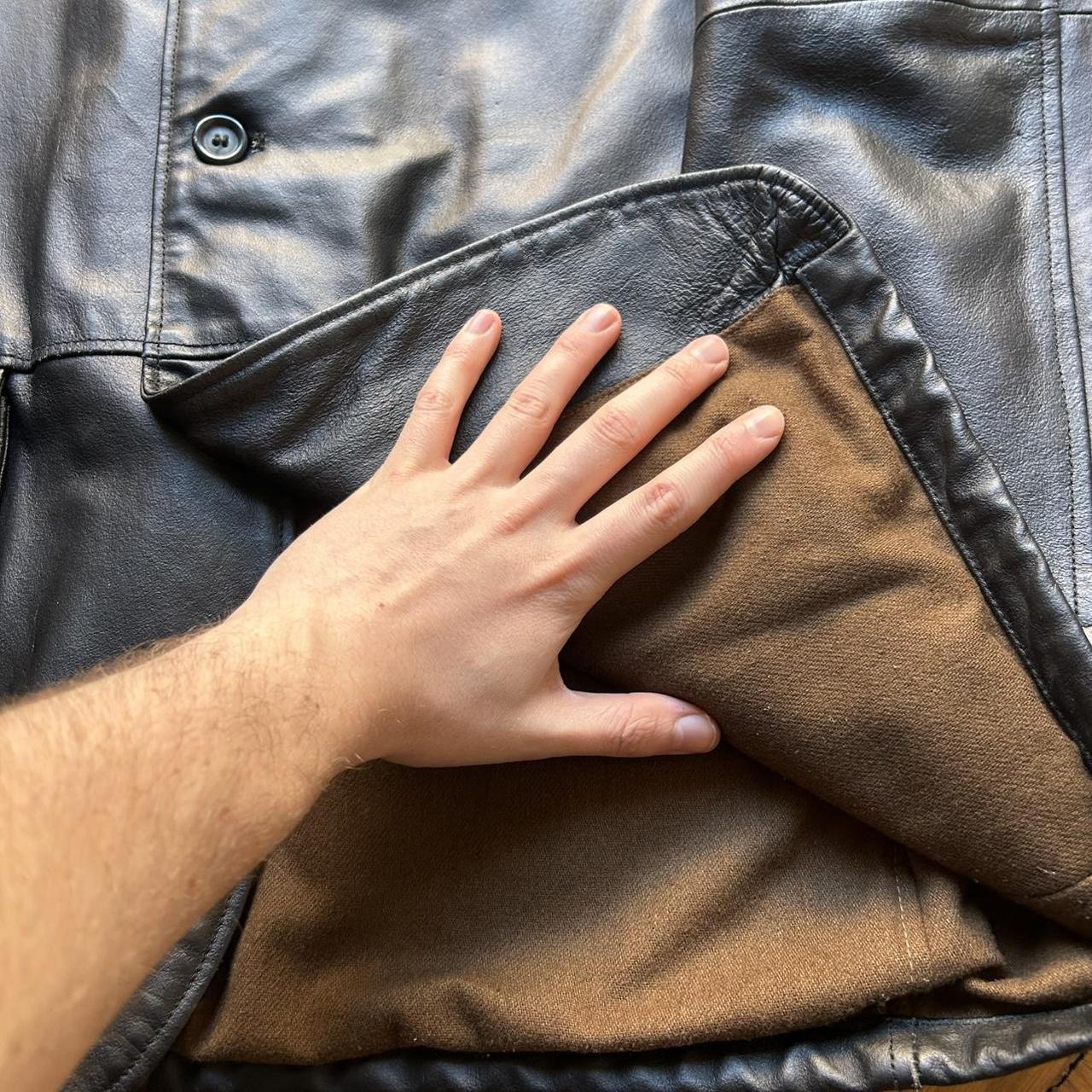 1990s Armani Jeans Leather Coat XL