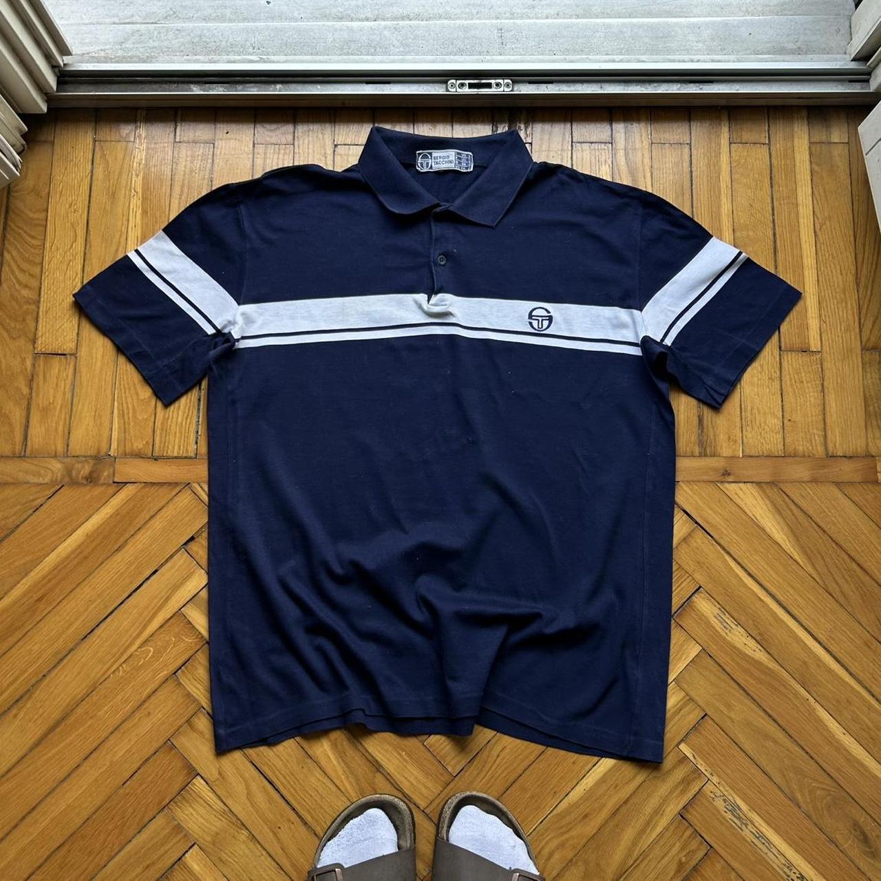 1980s Sergio Tacchini Polo Shirt Navy M