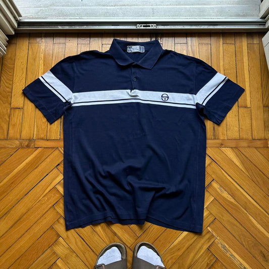 1980s Sergio Tacchini Polo Shirt Navy M