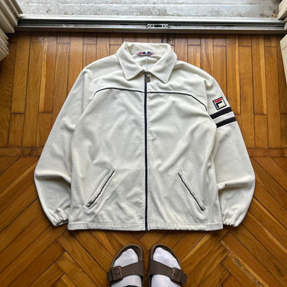 1990s Fila Velour Jacket Cream M