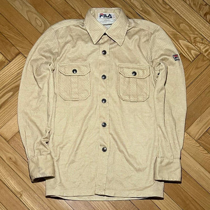 1990s Fila Shirt Checked Beige XS