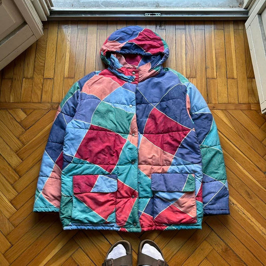 1990s Armani Jeans Multicoloured Puffer Jacket XL