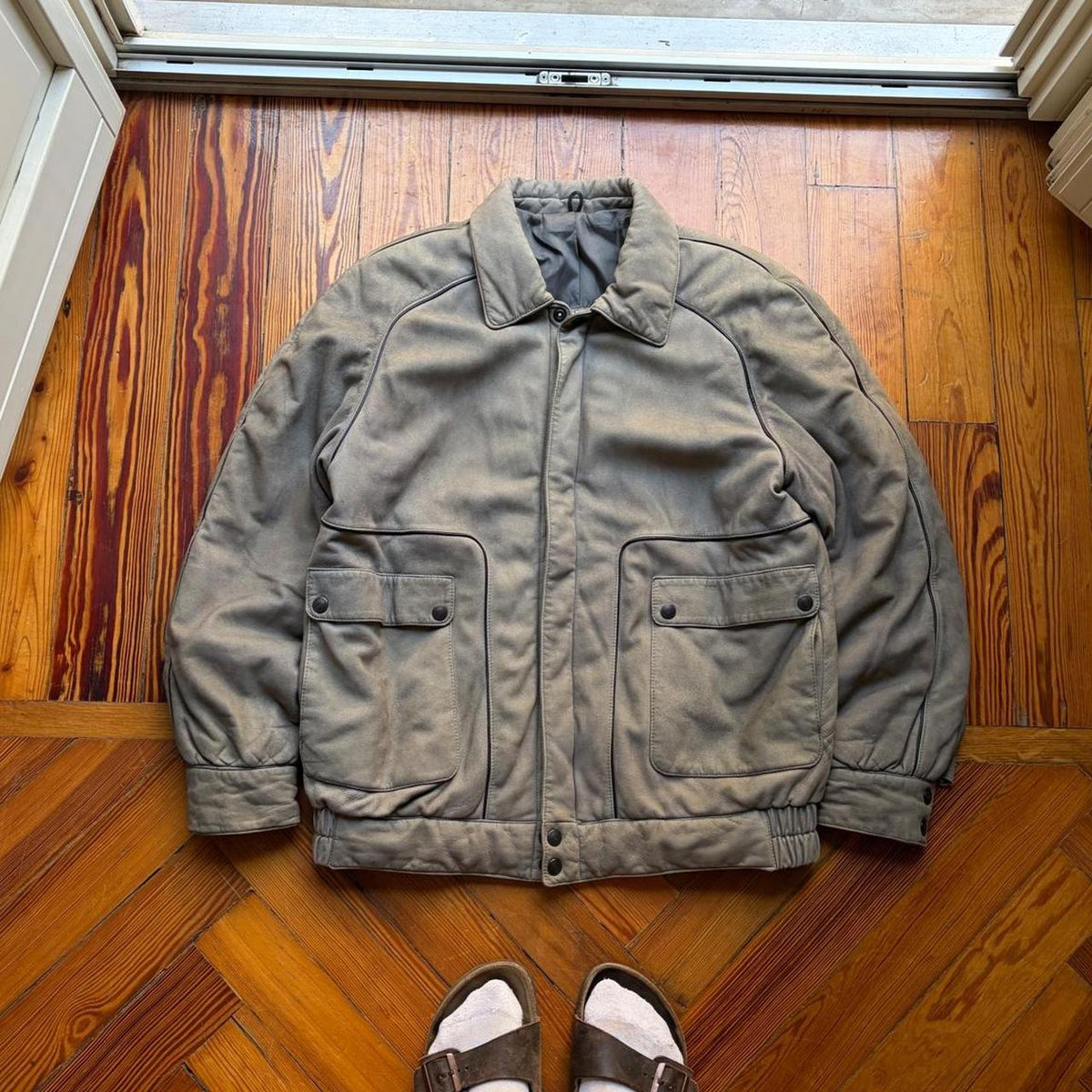 1980s Valentino Pelle Jacket Grey M