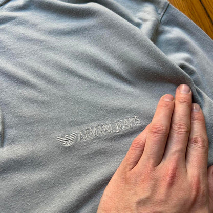 1990s Armani Jeans LS T Shirt Blue M