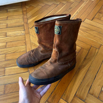 1980s Stone Island Marina Suede Boots Brown UK 10