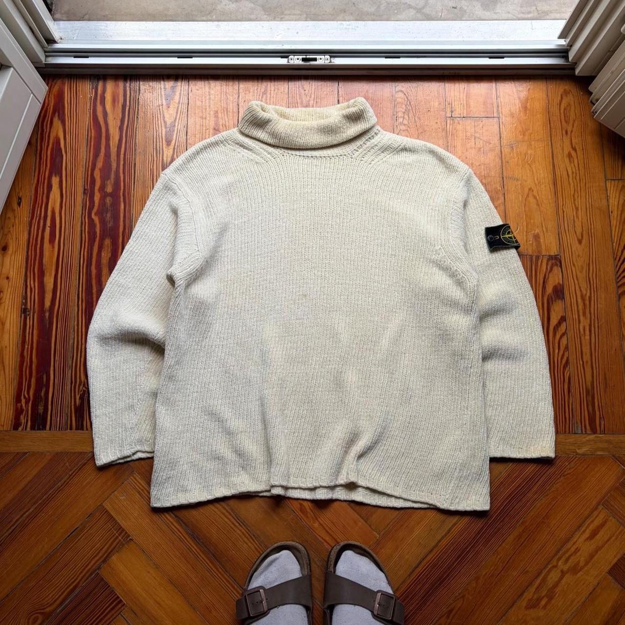 A/W 1997 Stone Island Chenille Knitted Jumper Cream L