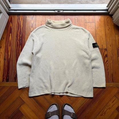 A/W 1997 Stone Island Chenille Knitted Jumper Cream L