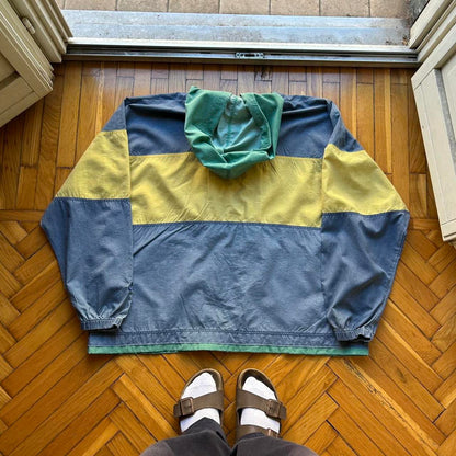 1990s Nike Hooded Jacket Blue Yellow XXL