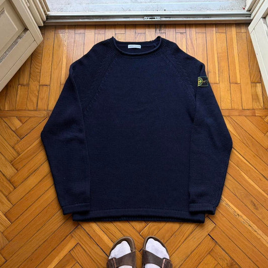 1990s Stone Island Knitted Jumper Navy XL