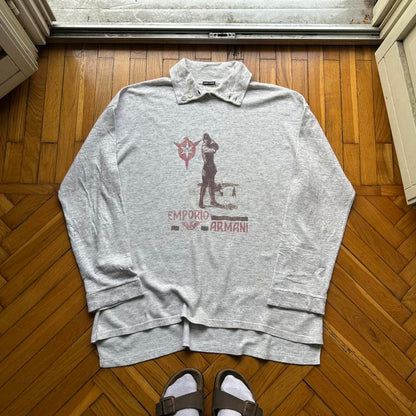 1980s Emporio Armani Graphic Sweatshirt Grey XL