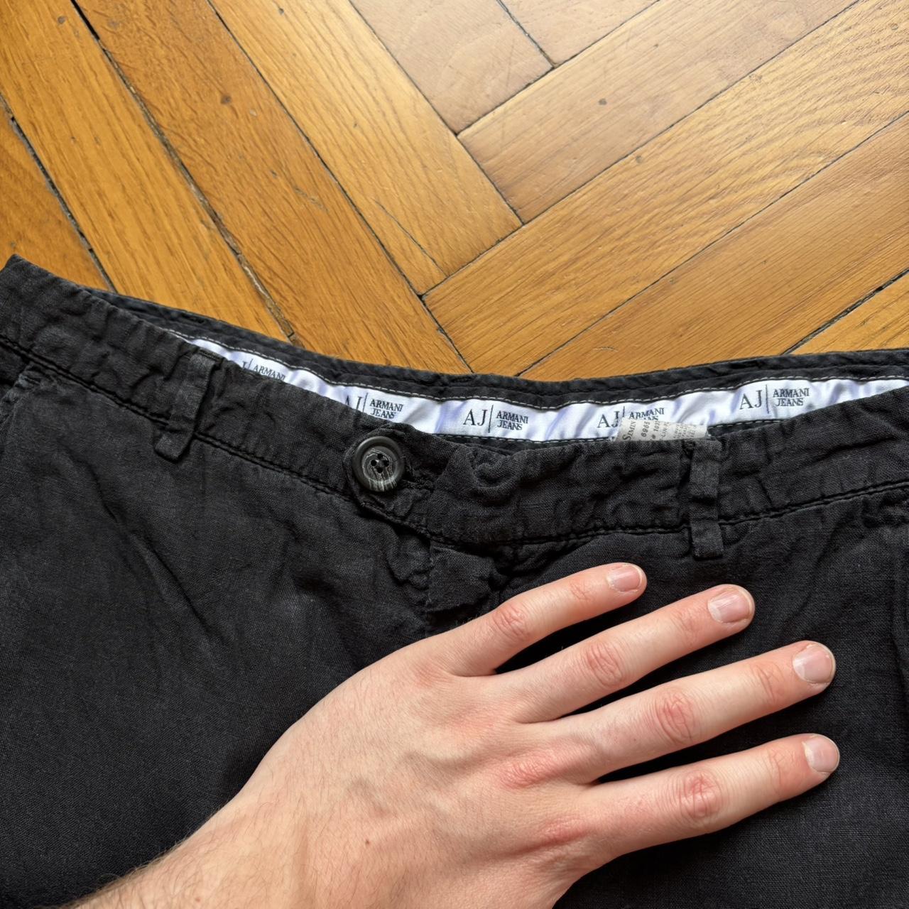 2000s Armani Jeans Linen Trousers Black 30W 30L