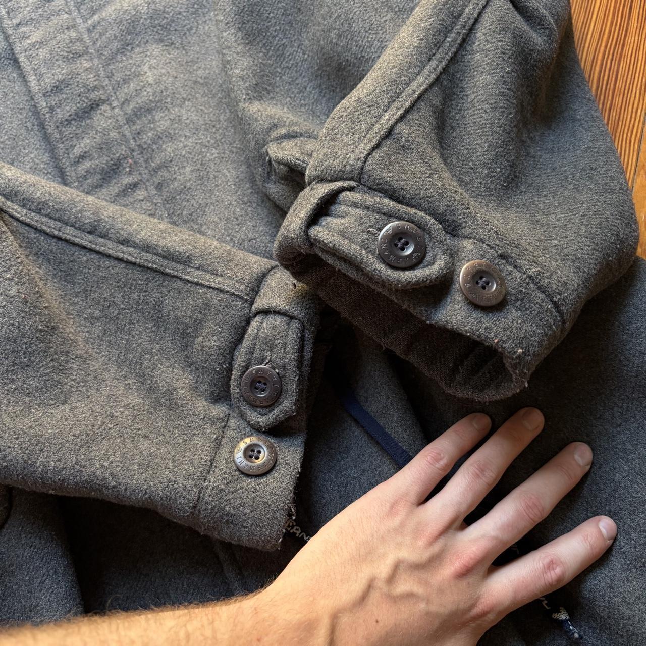 1990s Armani Jeans Wool Trench Coat Grey XXL