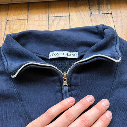 1990s Stone Island Life Safer Q Zip Sweatshirt Navy M