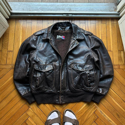 1990s Schott Leather Jacket Brown L