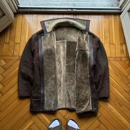 1990s Gianni Versace Suede Shearling Coat L