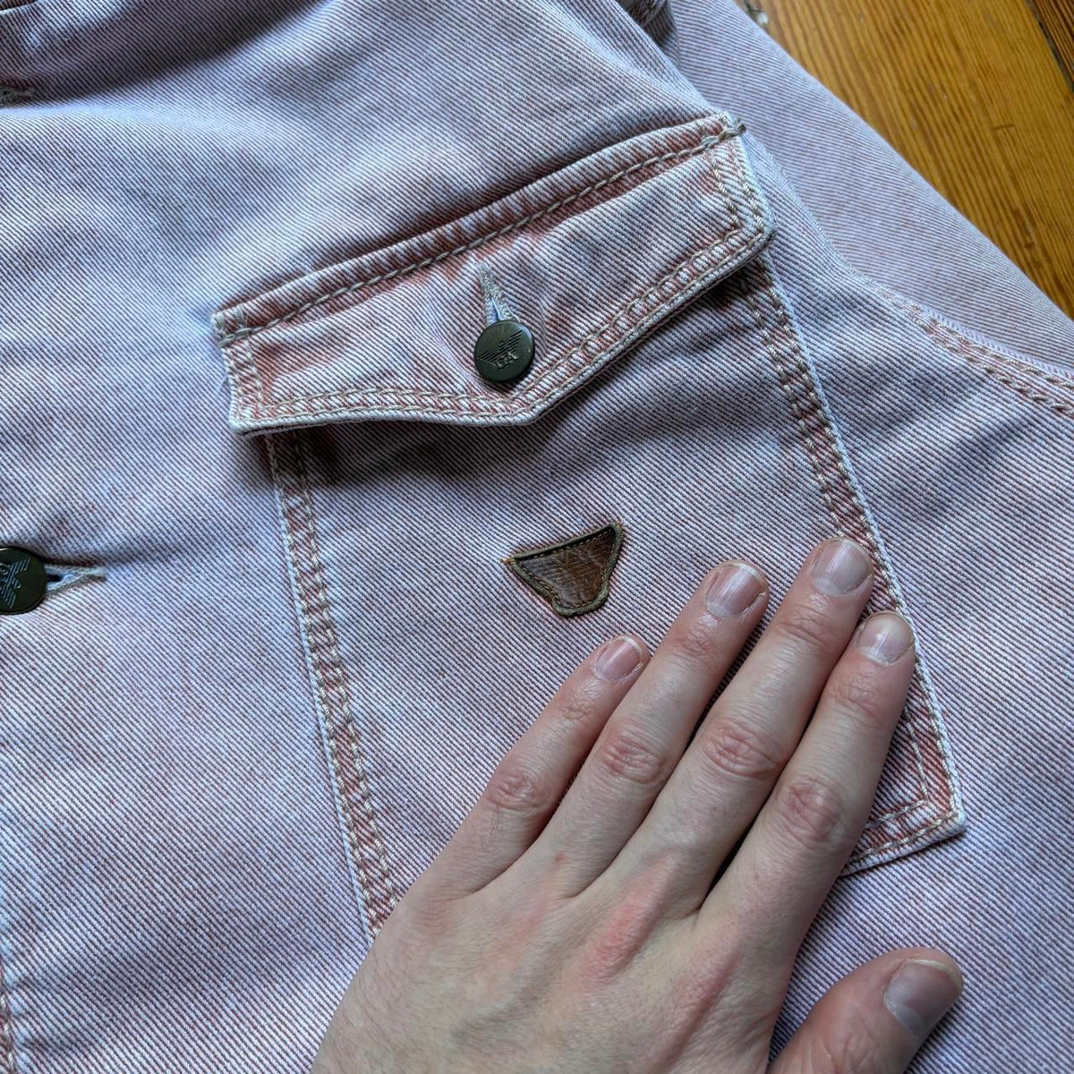 1980s Giorgio Armani Denim Coat Pink M