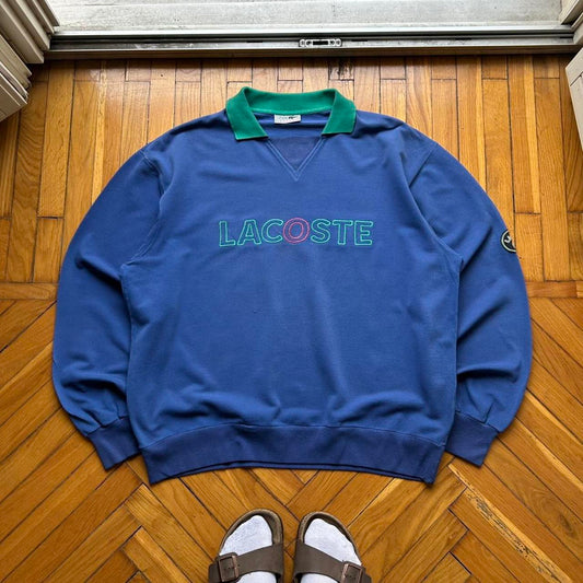1990s Lacoste Chemise Sweatshirt Blue XL
