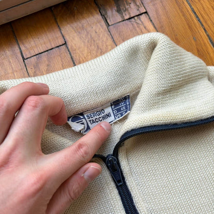 1980s Sergio Tacchini Q Zip Knitted Jumper S