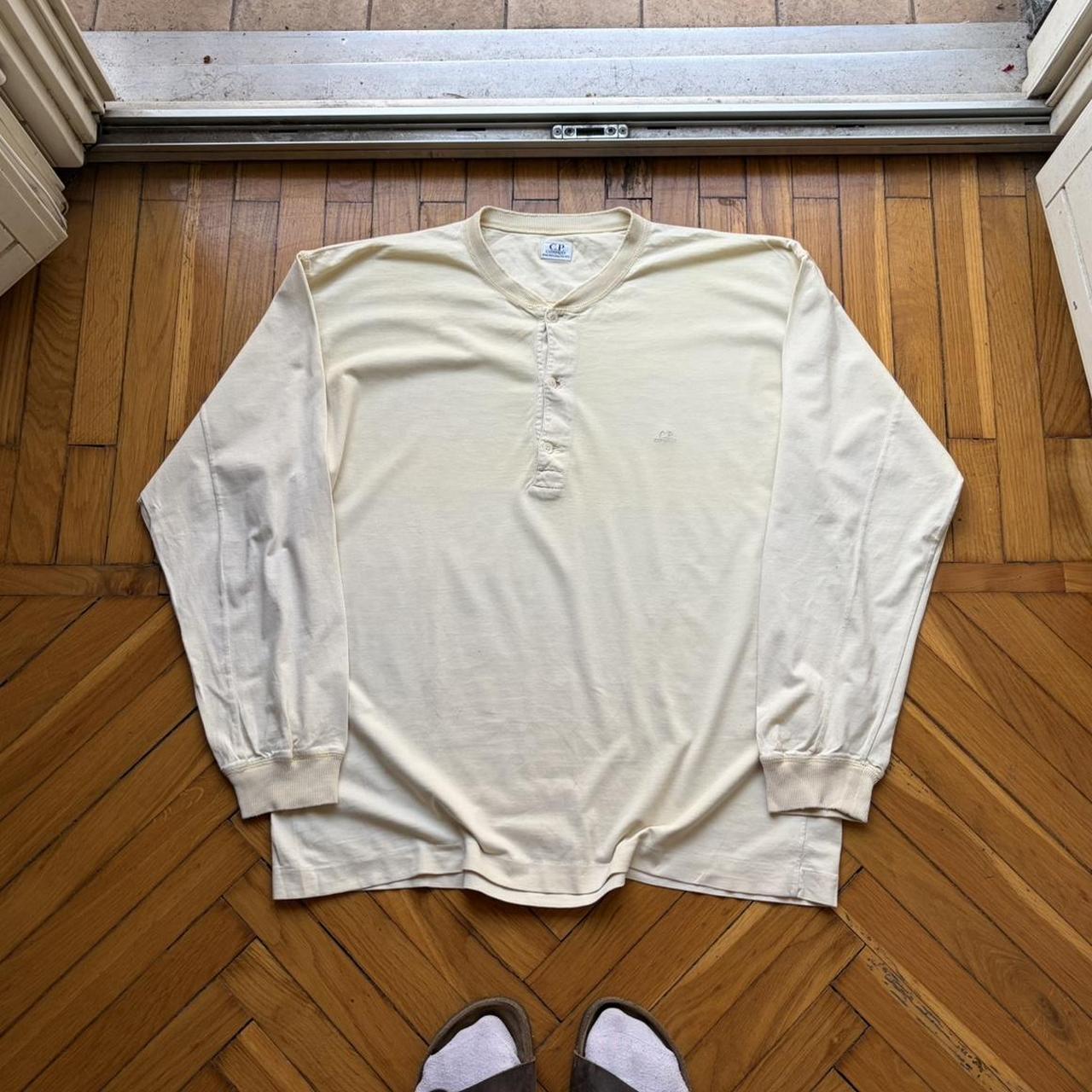 1980s CP Company LS Henley T Shirt Cream L