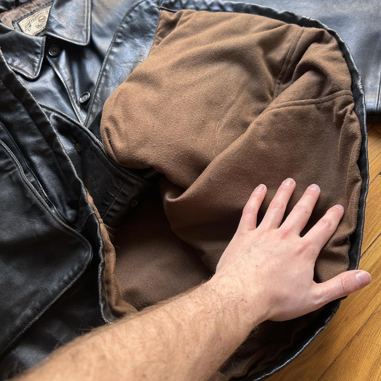 1990s Armani Jeans Leather Coat XL