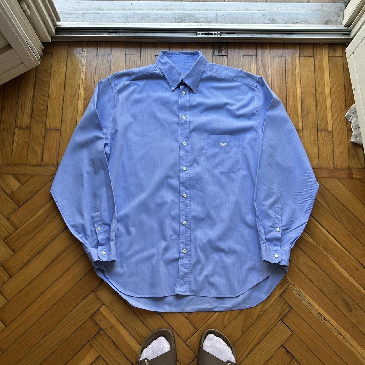 1990s Emporio Armani Shirt Blue XL