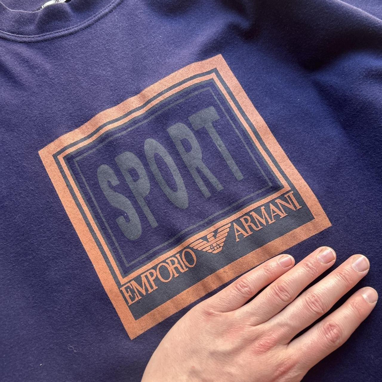 1990s Emporio Armani Sport LS T Shirt Navy S