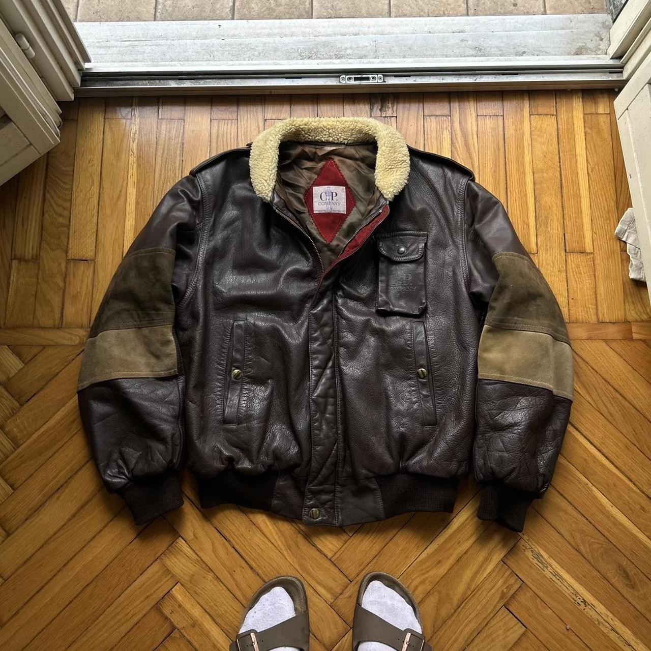 1980s CP Company Dutch Police Leather Jacket L