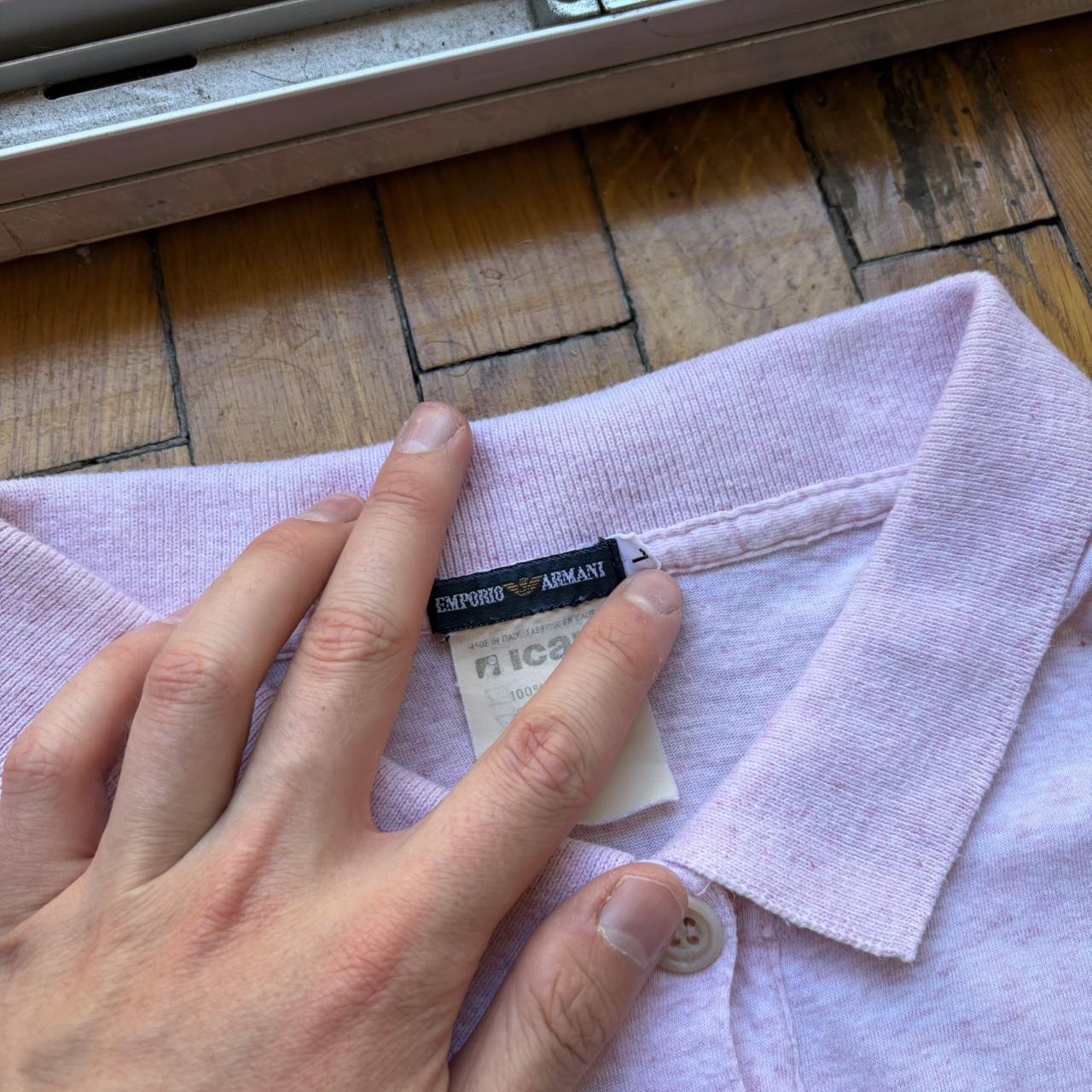 1980s Emporio Armani Graphic Polo Shirt Pink S