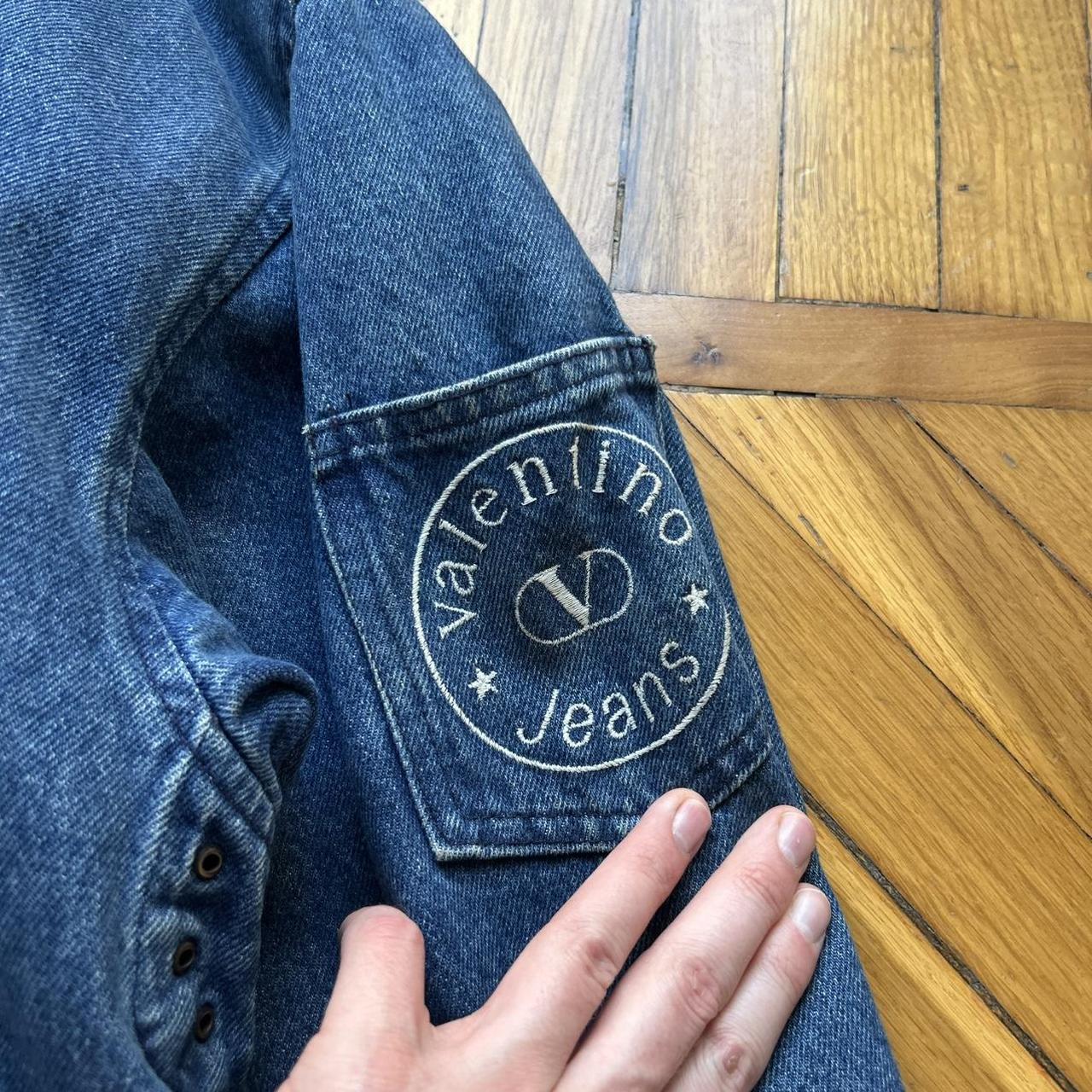 1990s Valentino Denim Duffle Coat Blue XL
