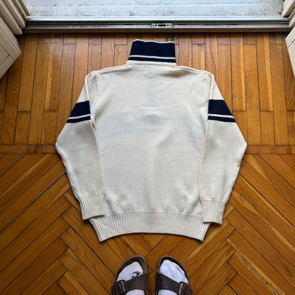 1980s Sergio Tacchini Q Zip Knitted Jumper S