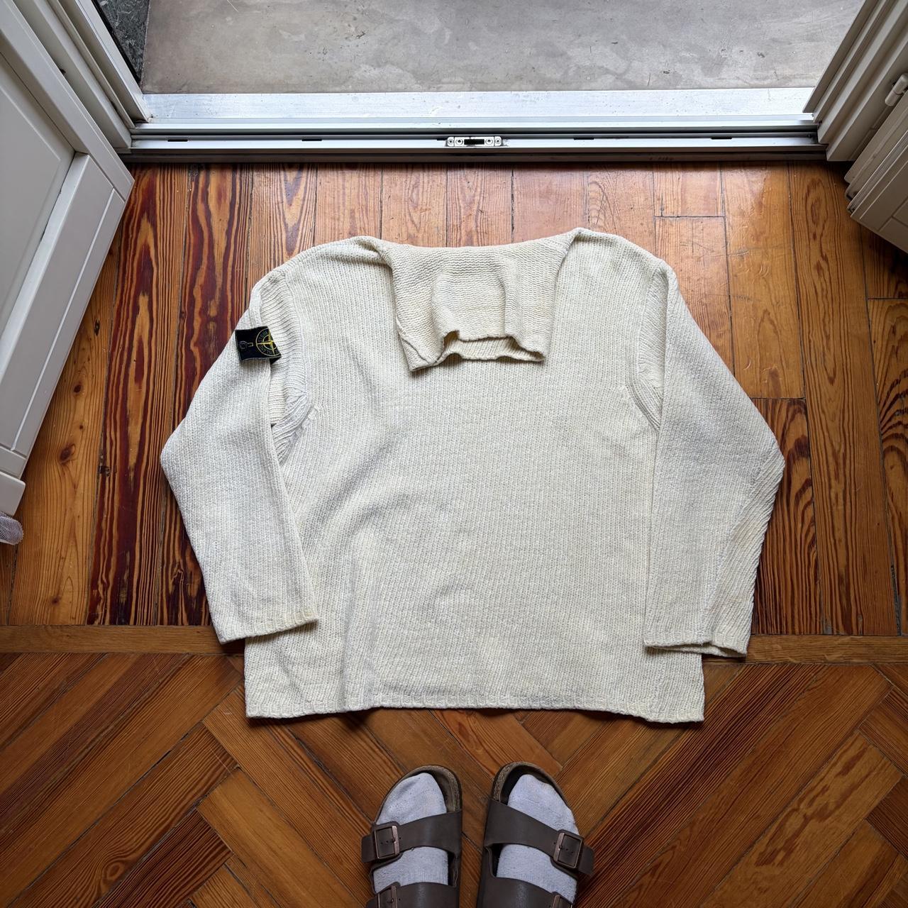 A/W 1997 Stone Island Chenille Knitted Jumper Cream L