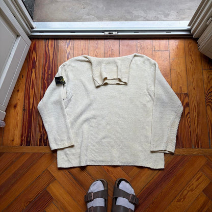 A/W 1997 Stone Island Chenille Knitted Jumper Cream L