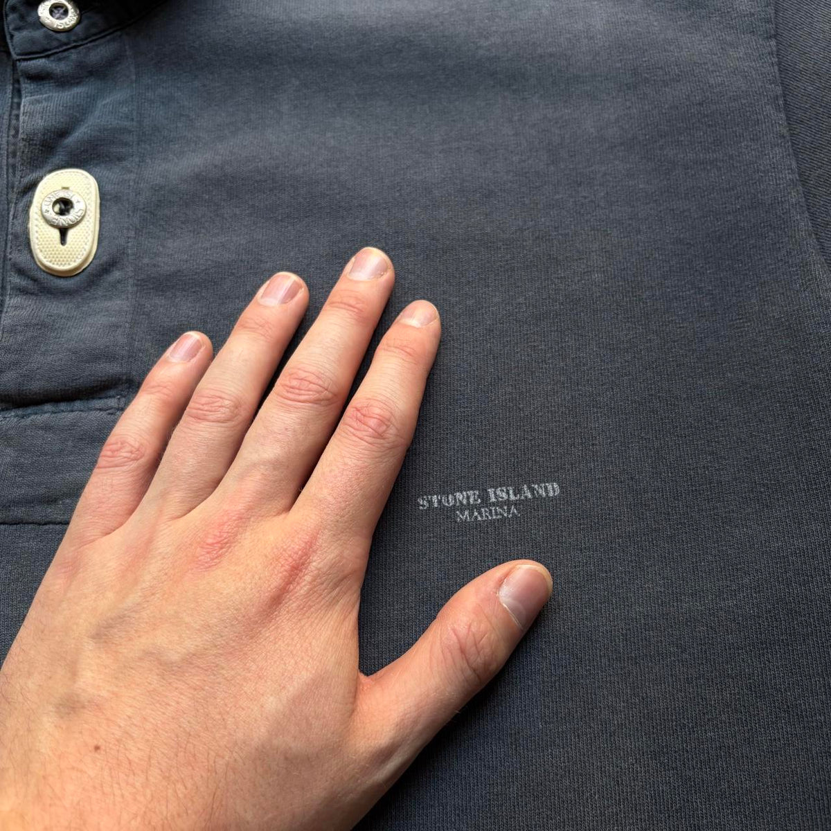 1980s Stone Island Marina Polo Shirt Black M