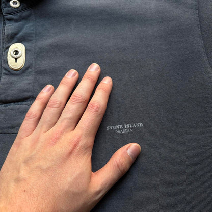 1980s Stone Island Marina Polo Shirt Black M