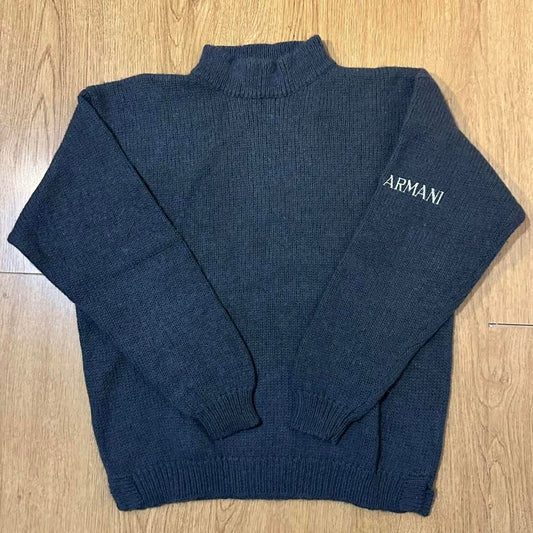 1980s Emporio Armani Knitted Jumper Grey L