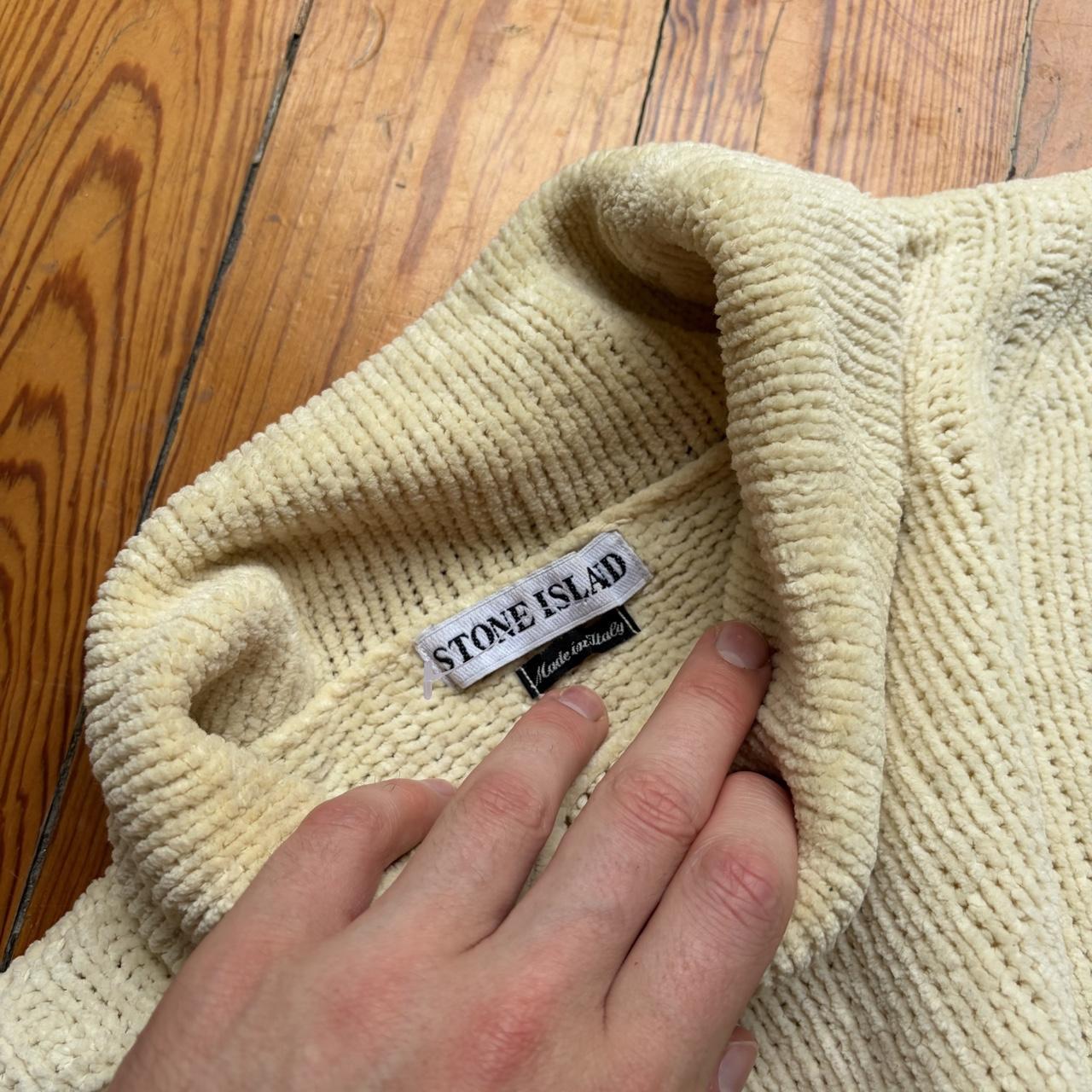 A/W 1997 Stone Island Chenille Knitted Jumper Cream L