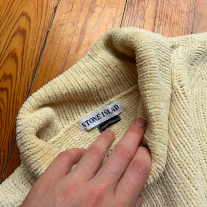 A/W 1997 Stone Island Chenille Knitted Jumper Cream L