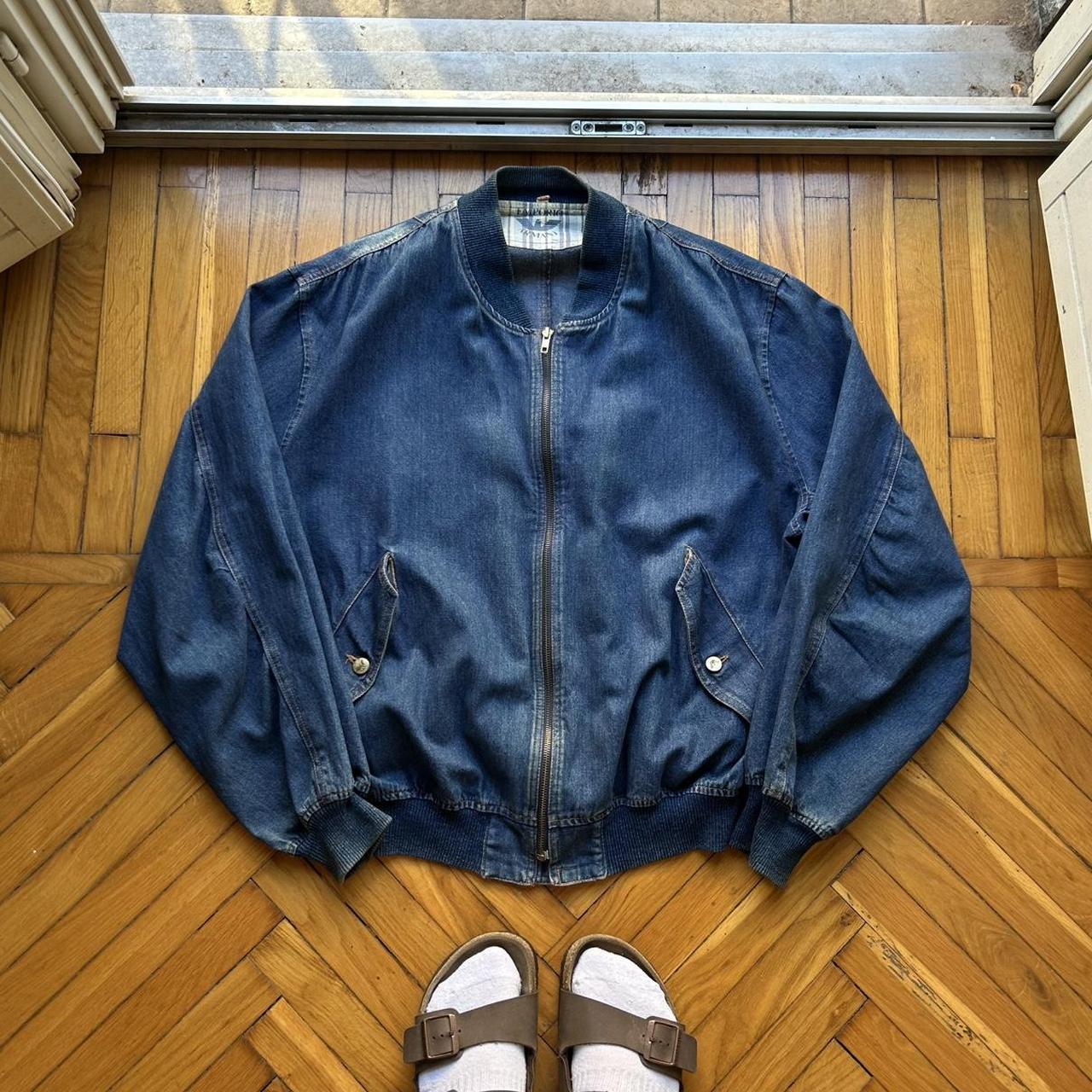 1980s Emporio Armani Denim Bomber Jacket XL