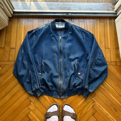 1980s Emporio Armani Denim Bomber Jacket XL